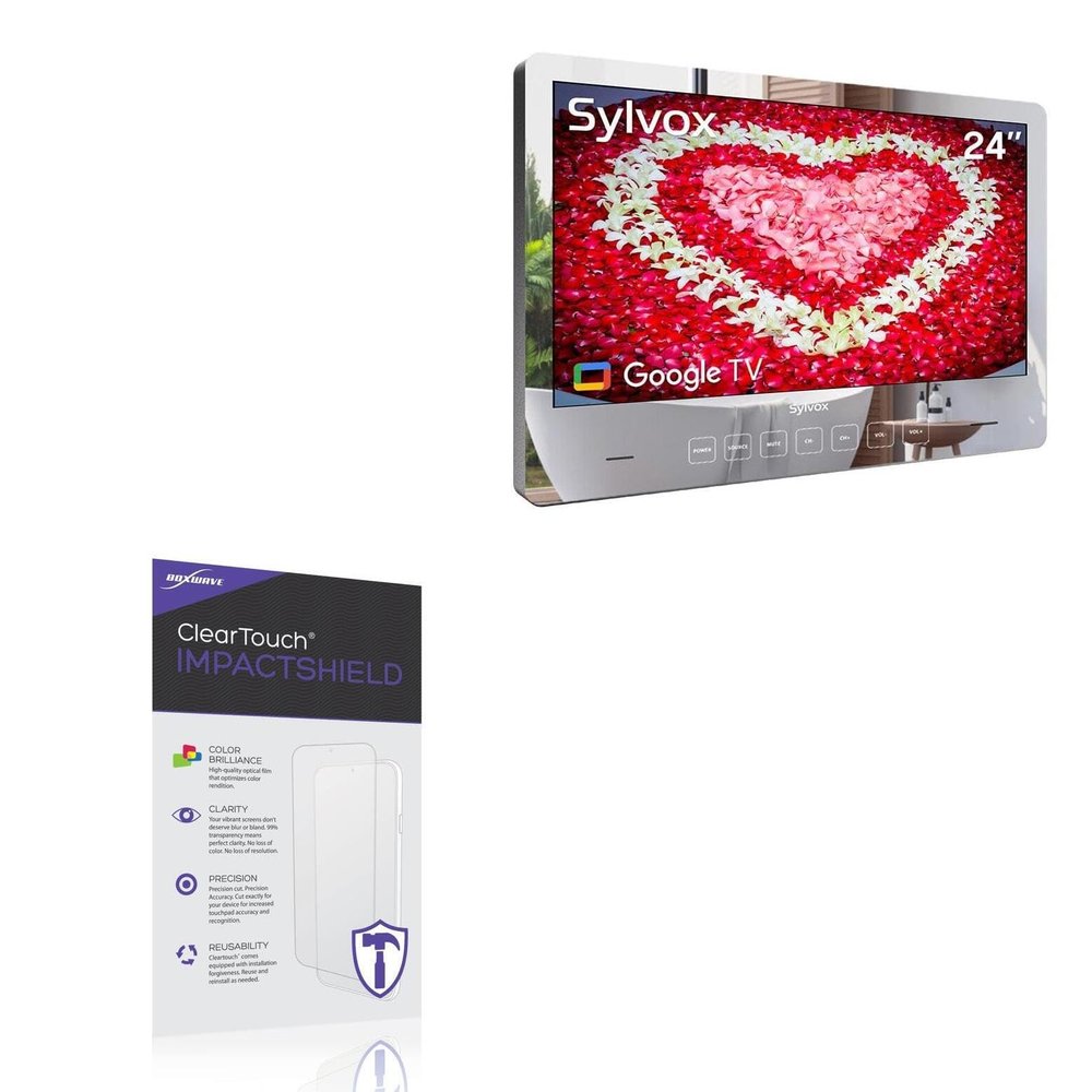 BoxWave Screen Protector Compatible with Sylvox Magic Mirror TV Embedded Wall Model (24 in) - ClearTouch ImpactShield (2-Pack), Impenetrable Screen Protector Flexible Film