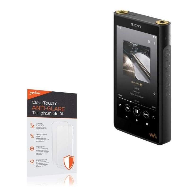 BoxWave Screen Protector Compatible with Sony Walkman (NW-WM1AM2) - ClearTouch Anti-Glare ToughShield 9H (2-Pack), Anti-Glare 9H Tough Flexible Film Screen Protector