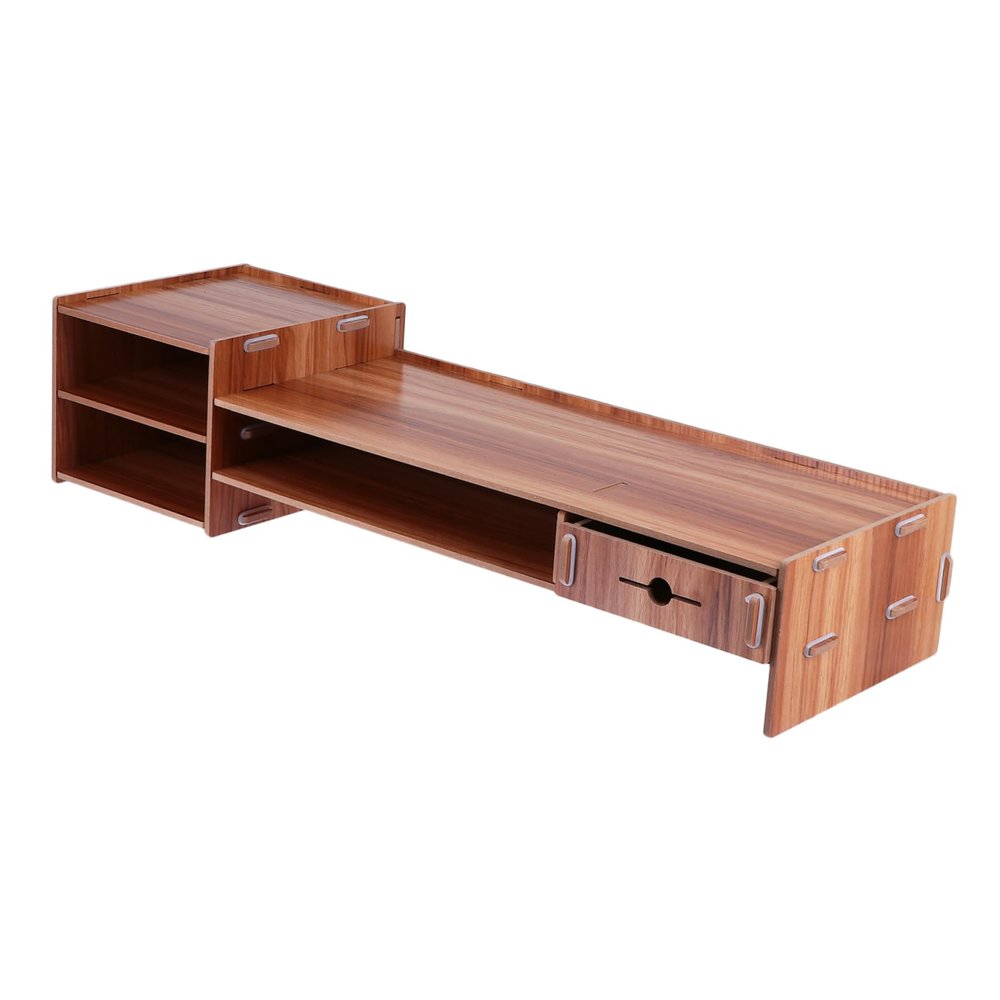 ETHZZLE Monitor Stand Riser Drawer for Desktop Storage Height Computer Screen Organizer Cherry Finish Ergonomic Design for Use
