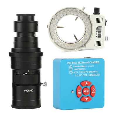 JOEBO Microscope Kit 4K 1080P 60FPS 55MP USB Video Lab Microscope Camera C-Mount Lens LED Ring Light Microscope Lens Adapters (Color : 200X Lens LED Light)