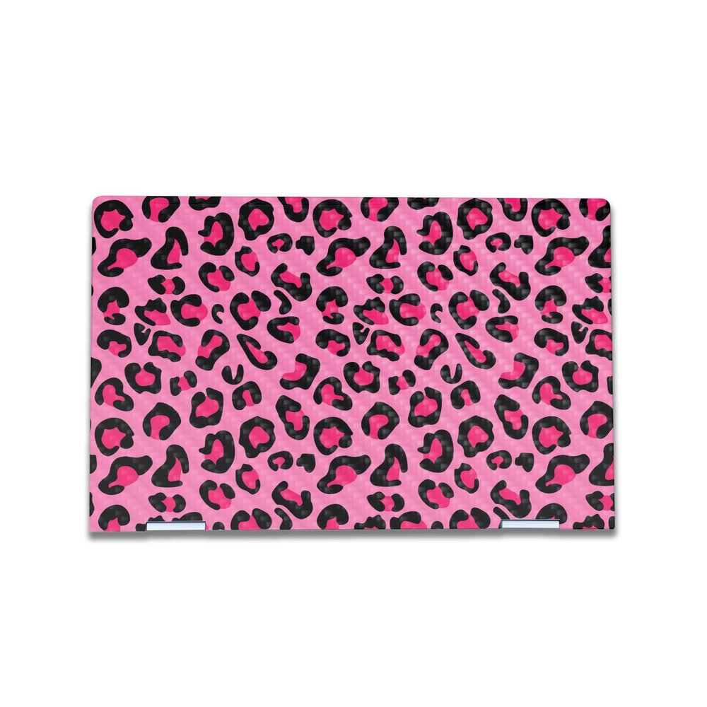 Carbon Fiber Laptop Skin Compatible with HP Envy x360 15 (2023) - Pink Leopard - Premium 3M Vinyl Protective Wrap Decal Cover - Easy to Apply | Crafted in The USA by MightySkins