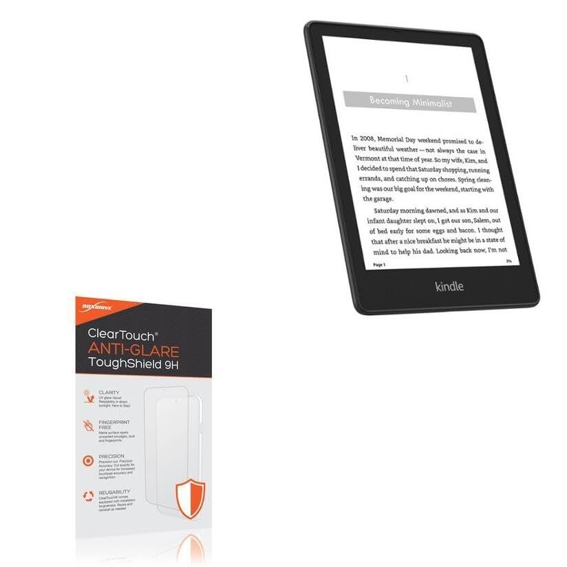 BoxWave Screen Protector Compatible with Amazon Kindle Paperwhite (5th Gen 2021) - ClearTouch Anti-Glare ToughShield 9H (2-Pack), Anti-Glare 9H Tough Flexible Film Screen Protector