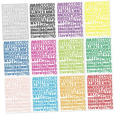 TEHAUX 12sheets Vinyl Letter Number Stickers DIY Alphabet Number Decals Standard Font for Laptop Mailbox Decor