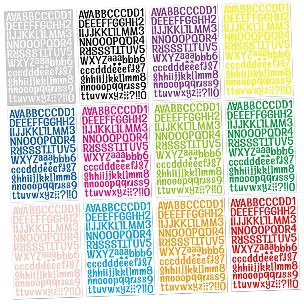 TEHAUX 12sheets Vinyl Letter Number Stickers DIY Alphabet Number Decals Standard Font for Laptop Mailbox Decor