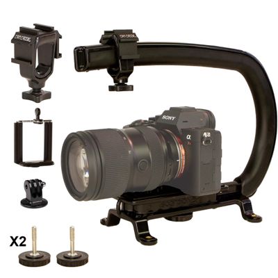 Scorpion EX Video Action Stabilizing Rig Handle Grip Handheld Stabilizer with Hot-Shoe Mount for Canon Nikon Sony Panasonic DSLR & Mirrorless Camera Camcorder (Triple Cold Shoe (X1))