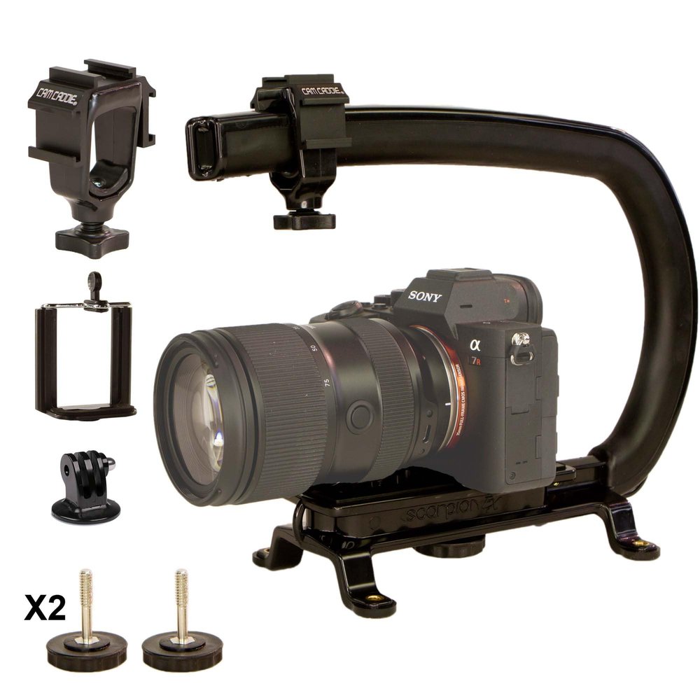 Scorpion EX Video Action Stabilizing Rig Handle Grip Handheld Stabilizer with Hot-Shoe Mount for Canon Nikon Sony Panasonic DSLR & Mirrorless Camera Camcorder (Triple Cold Shoe (X1))