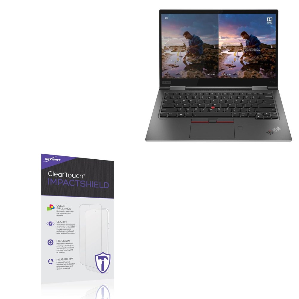BoxWave Screen Protector Compatible with Lenovo ThinkPad X1 Yoga Gen 5 (14 in) - ClearTouch ImpactShield (2-Pack), Impenetrable Screen Protector Flexible Film