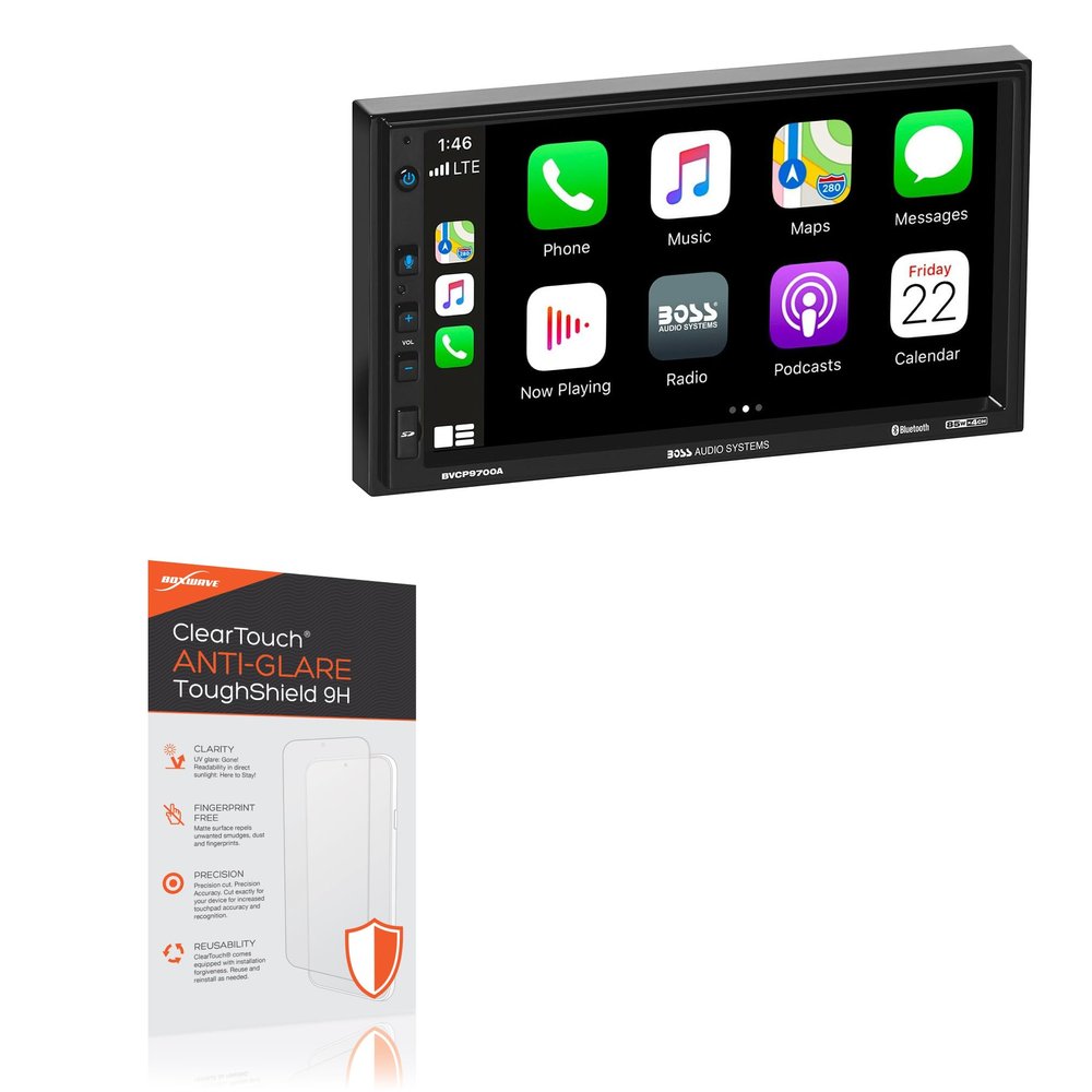 BoxWave Screen Protector Compatible with BOSS Audio BVCP9700A - ClearTouch Anti-Glare ToughShield 9H (2-Pack), Anti-Glare 9H Tough Flexible Film Screen Protector