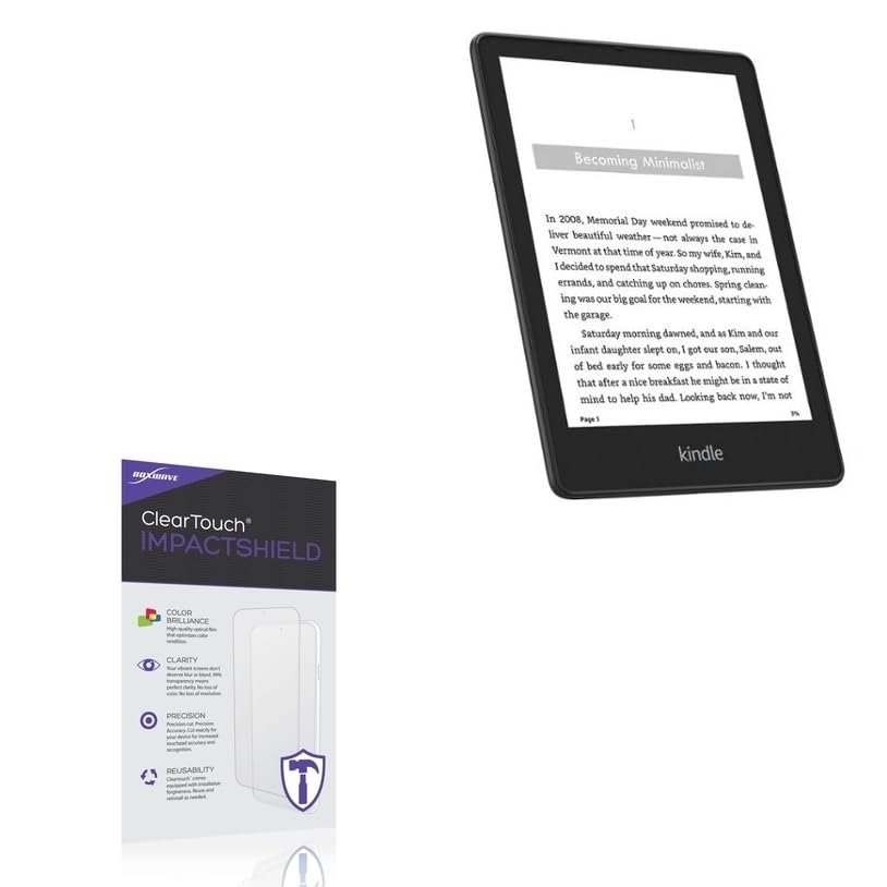 BoxWave Screen Protector Compatible with Amazon Kindle Paperwhite (5th Gen 2021) - ClearTouch ImpactShield (2-Pack), Impenetrable Screen Protector Flexible Film