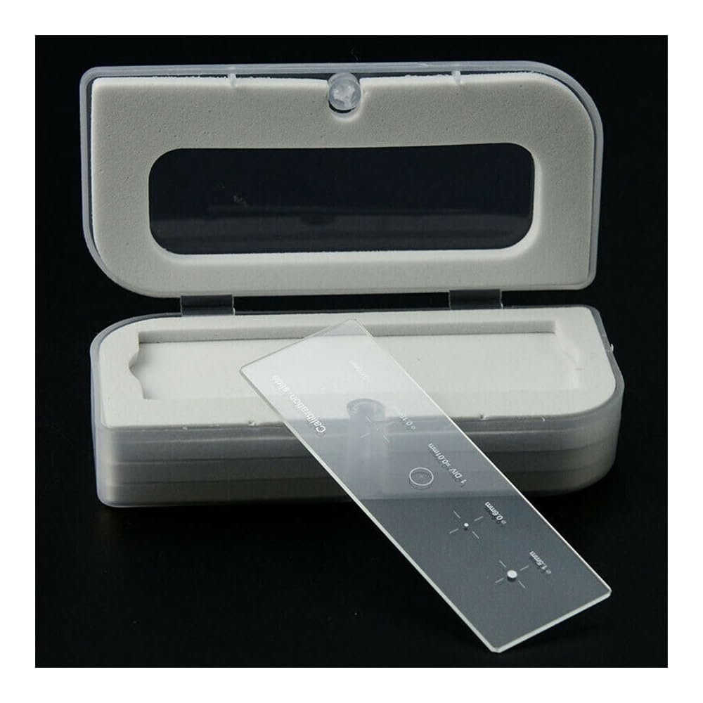 JOEBO Microscope Kit 0.01mm Micrometers Stage, 0.01mm 5 Scales Microscope Objective Stage Calibration Glass Slide Micrometer Microscope Lens Adapters