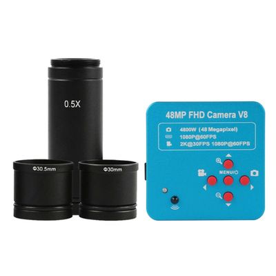 JOEBO Microscope Kit 2K 4K 1080P 34MP 38MP 48MP 55MP USB Type-C Industrial Digital Video Microscope Camera+0.5X C Mount Adapter Microscope Lens Adapters (Color : 48MP 2K HDMI USB)