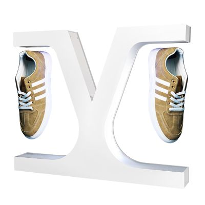 FXNFXLA Levitating Shoe Display Stand,Led X-Shaped Magnetic Floating Shoe Rack, 360 Rotating Suspended Sports Shoe Rack, Rotating Creative Display Rack,for Advertising Shoe Store Window Display