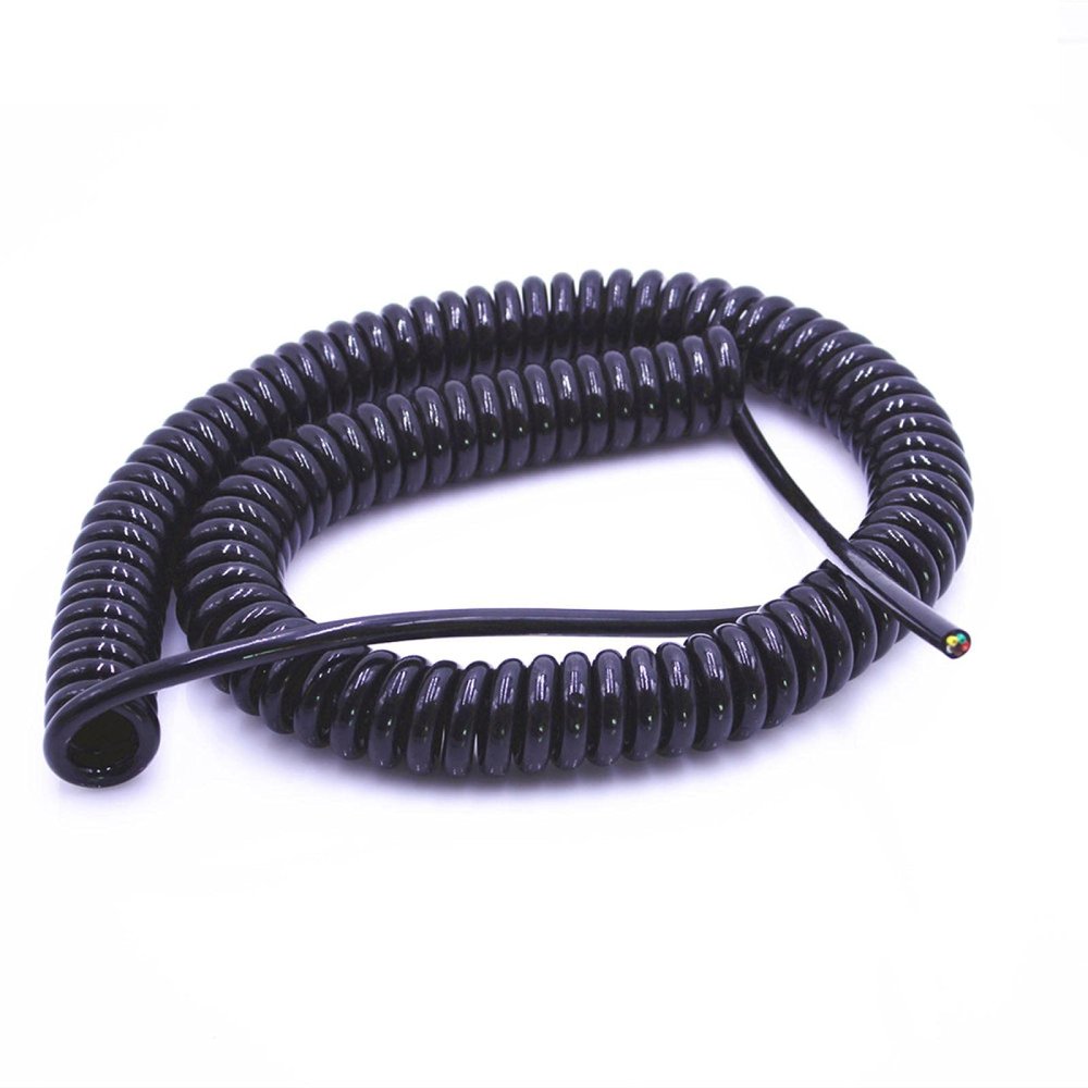 Spring Telescopic Spiral Cable Spring Telescopic Spiral Cable 4 Core Spring Telescopic Wire Spiral Cable 24AWG0.2mm 20AWG0.5mm 17AWG1.0mm 14AWG2.0mm Stretchable Extension Wire Stretch 3.7 meters 4-cor