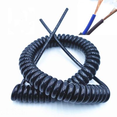 Spring Telescopic Spiral Cable Spring Telescopic Spiral Cable 2-Core Spring Telescopic Wire Spiral Cable,24AWG 20AWG 17AWG 14AWG Black Power Cord Expandable Wire Line Length 2.5m 2-core 14AWG (Color