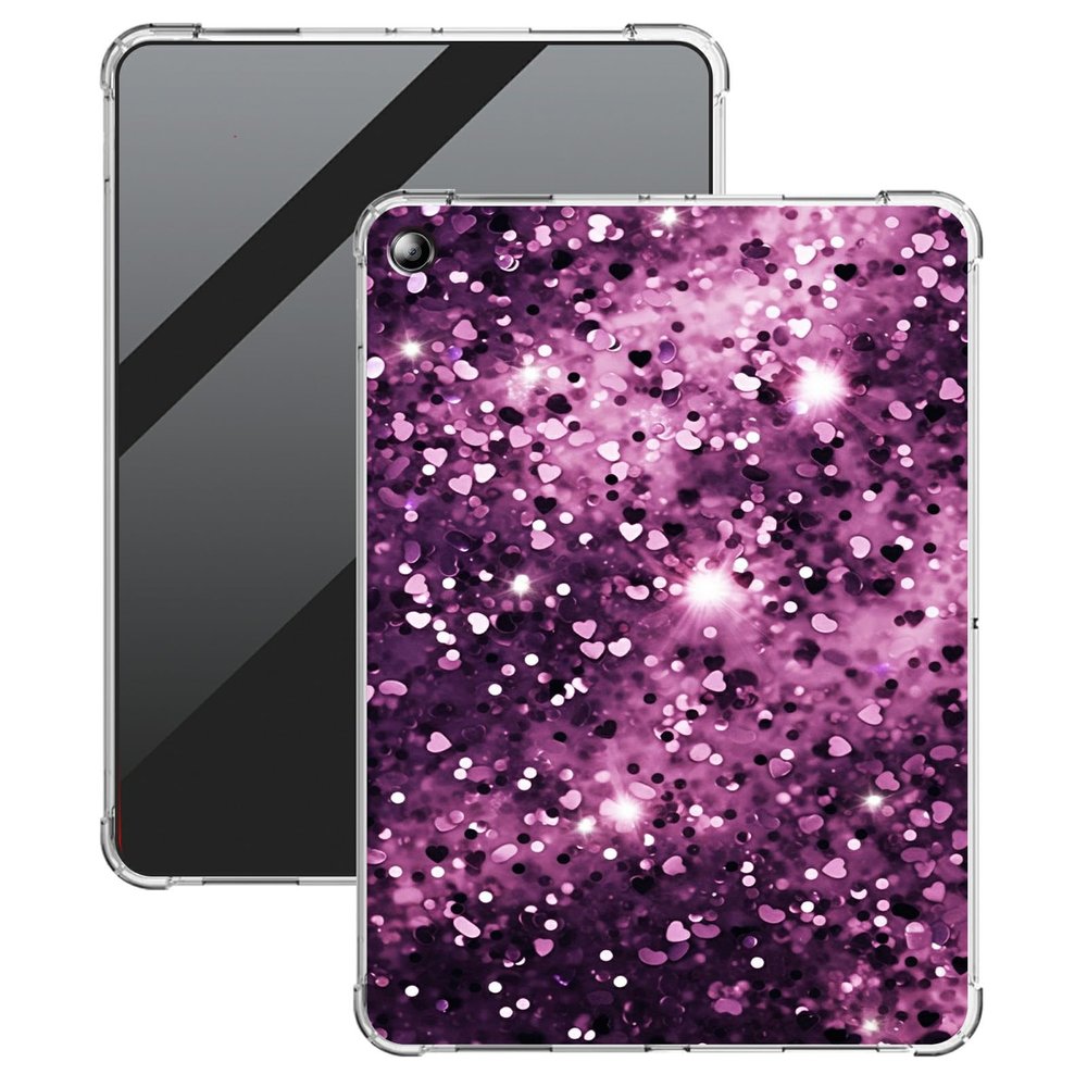 BFDHGQZC Purple Leopard Print Glitter Clear Case for Kindle Fire HD 8 & 8 Plus Tablet (12th Generation-2024/2022 Release) 8" Tablet Lightweight Transparent TPU Shockproof Protective Cover