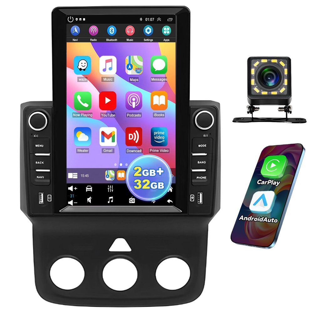 EWLSAC Android 13.0 Double Din Car Stereo for Dodge Ram 1500-3500 2013-2018 9.7 Inch HD Touch Screen Car Audio Receiver with GPS Navigation Bluetooth Head Unit Supports Backup Camera(2G+32G)