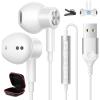 2 Pack USB Headphones for PC Laptop Magnetic 7.5ft Wired Earbuds,Computer Headset with Mic Control Mute Noise Isolate Cord in Ear Gaming Earphone for MacBook Pro Office Work School Zoom Chromebook view 2