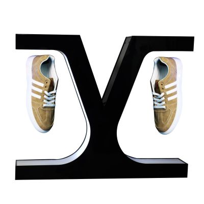 FXNFXLA Levitating Shoe Display Stand,Led X-Shaped Magnetic Floating Shoe Rack, 360 Rotating Suspended Sports Shoe Rack, Rotating Creative Display Rack,for Advertising Shoe Store Window Display