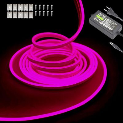 TiTiToo Pink 5M 12V Neon LED Strip LightsDC 600 SMD2835 LEDs Waterproof for Home Decoration