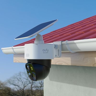 Lyeiaa Outdoor Gutter Mount Bracket for Eufy S340, Adjustable, Weatherproof and Flexible Bracket Compatible with Eufy S340 Solar Security Camera (White)