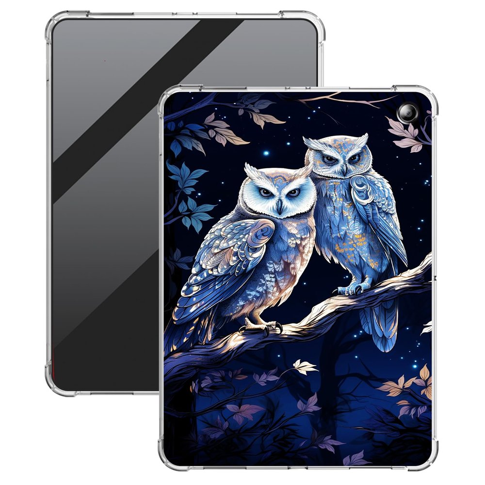 BFDHGQZC Owls on Branch Clear Case for Kindle Fire HD 10 & Fire HD10 Plus Tablet (11th Generation, 2021 Release) 10.1" Tablet Lightweight Transparent TPU Shockproof Protective Cover