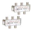 CORONIR 5-2500MHz, 4 Way Coaxial Cable Splitter for STB TV, Antenna and MoCA Network, TV Antenna Splitter for RG6 RG59 Coax Cable Satellite HDTV, Pack of 2 view 1
