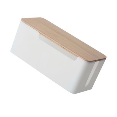 Homoyoyo Cable Storage Box with Bamboo Lid Durable Cable Organizer for Home Office for Managing Charging Cords and Items