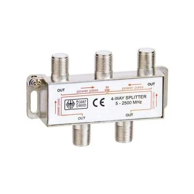 CORONIR 4 Way Coaxial Cable Splitter 5-2500MHz for STB TV, Antenna and MoCA Network, TV Antenna Splitter for RG6 RG59 Coax Cable Satellite HDTV, Pack of 1