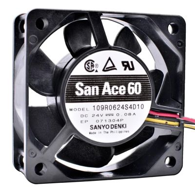 109R0624S4D10 6cm 60x60x25mm DC24V 0.08A 3-Wire Industrial Computer Inverter Silent Cooling Fan