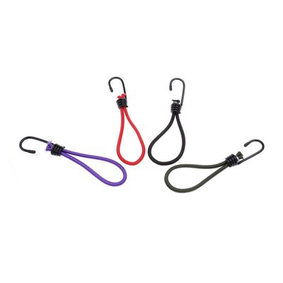 Parliky 4pcs Elastic Hook Rope Bungee Cord Cables High Strength Elasticity for Tent Safe Round Hooks for Outdoor Activities Random Color