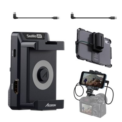 Accsoon SeeMo 4K HDMI Video Transmission System for iPhone 17/16/15/14/13 iPad, 4K30/1080p60 iOS Video Camera Monitor Transmitter, Real-time Live Streaming/Recording/Sharing for iPhone iPad-Black