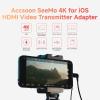Accsoon SeeMo 4K HDMI Video Transmission System for iPhone 17/16/15/14/13 iPad, 4K30/1080p60 iOS Video Camera Monitor Transmitter, Real-time Live Streaming/Recording/Sharing for iPhone iPad-Black view 2
