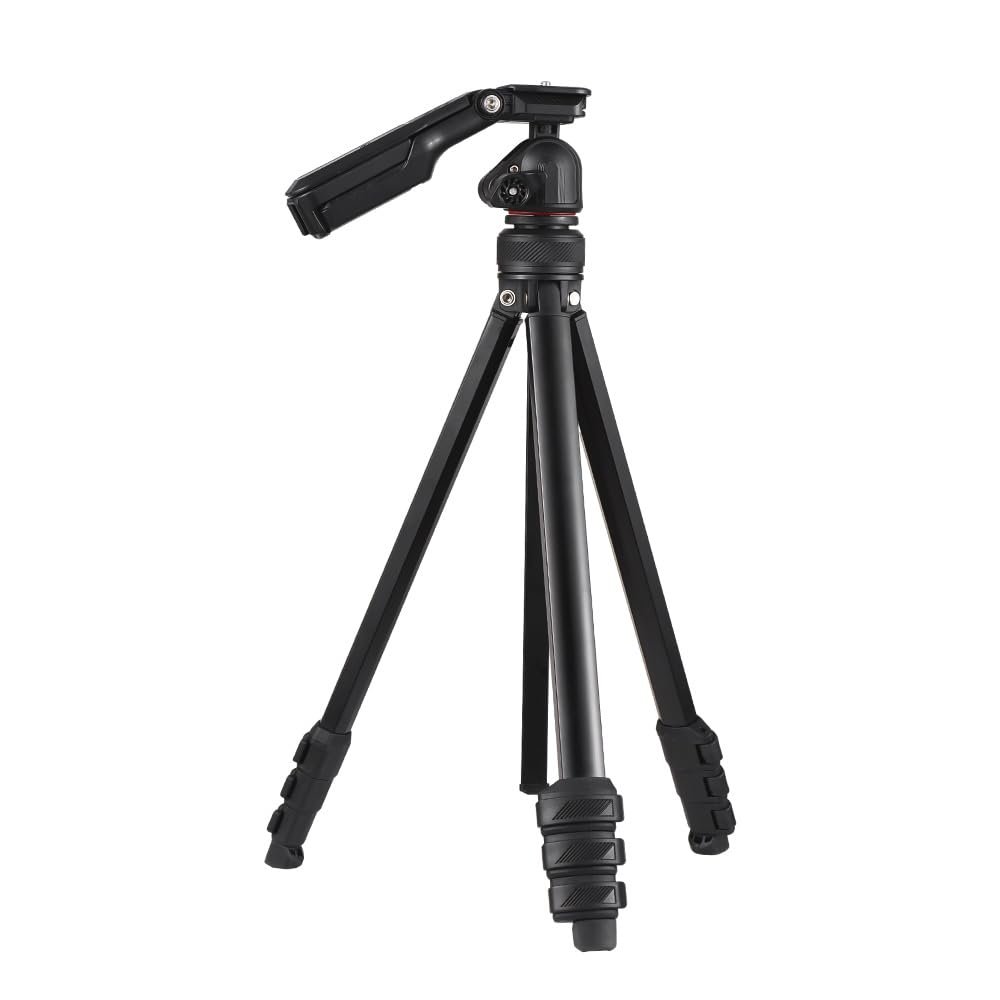 Andoer Camera Tripod 141cm/55.5in Portable Photography Tripod Stand Aluminum Alloy 360 Rotatable 3kg/6.6lb Load Capacity with Handle Built-in Phone Clip for DSLR Cameras Camcorders Smartphones