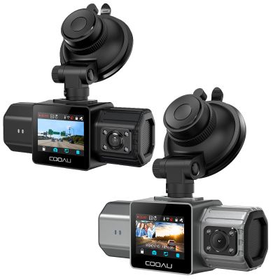 COOAU D20 + Dual D20S Dash Cam - COOAU Dual 2.5K+1080P Dash Cam with GPS and WiFi, Super IR Night Vision, Parking Monitor, Loop Recording, 4K Front Camera, Infrared Interior Camer