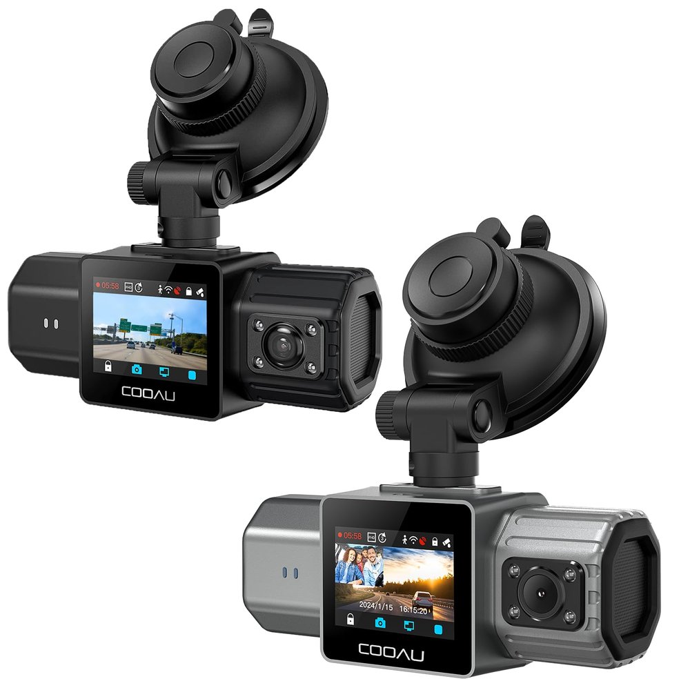 COOAU D20 + Dual D20S Dash Cam - COOAU Dual 2.5K+1080P Dash Cam with GPS and WiFi, Super IR Night Vision, Parking Monitor, Loop Recording, 4K Front Camera, Infrared Interior Camer