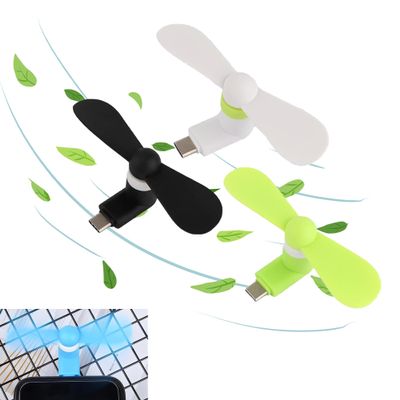 PCTC 3-Pack Mini Phone Fans - Type C for Samsung Galaxy S24/S23, Compatible with Apple iPhone 15/15 Pro, Moto Razr 40 Ultra/G54/Edge S Pro