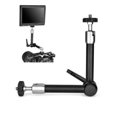 YELANGU Adjustable Friction Articulating Magic Arm Mount with Single Locking Knob with Both 1/4" Thread Screw for LCD Monitor/LED Lights/Microphone/high-Definition/tripods, Load:10kg (Black 7inch)