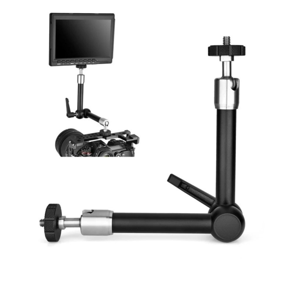 YELANGU Adjustable Friction Articulating Magic Arm Mount with Single Locking Knob with Both 1/4" Thread Screw for LCD Monitor/LED Lights/Microphone/high-Definition/tripods, Load:10kg (Black 7inch)