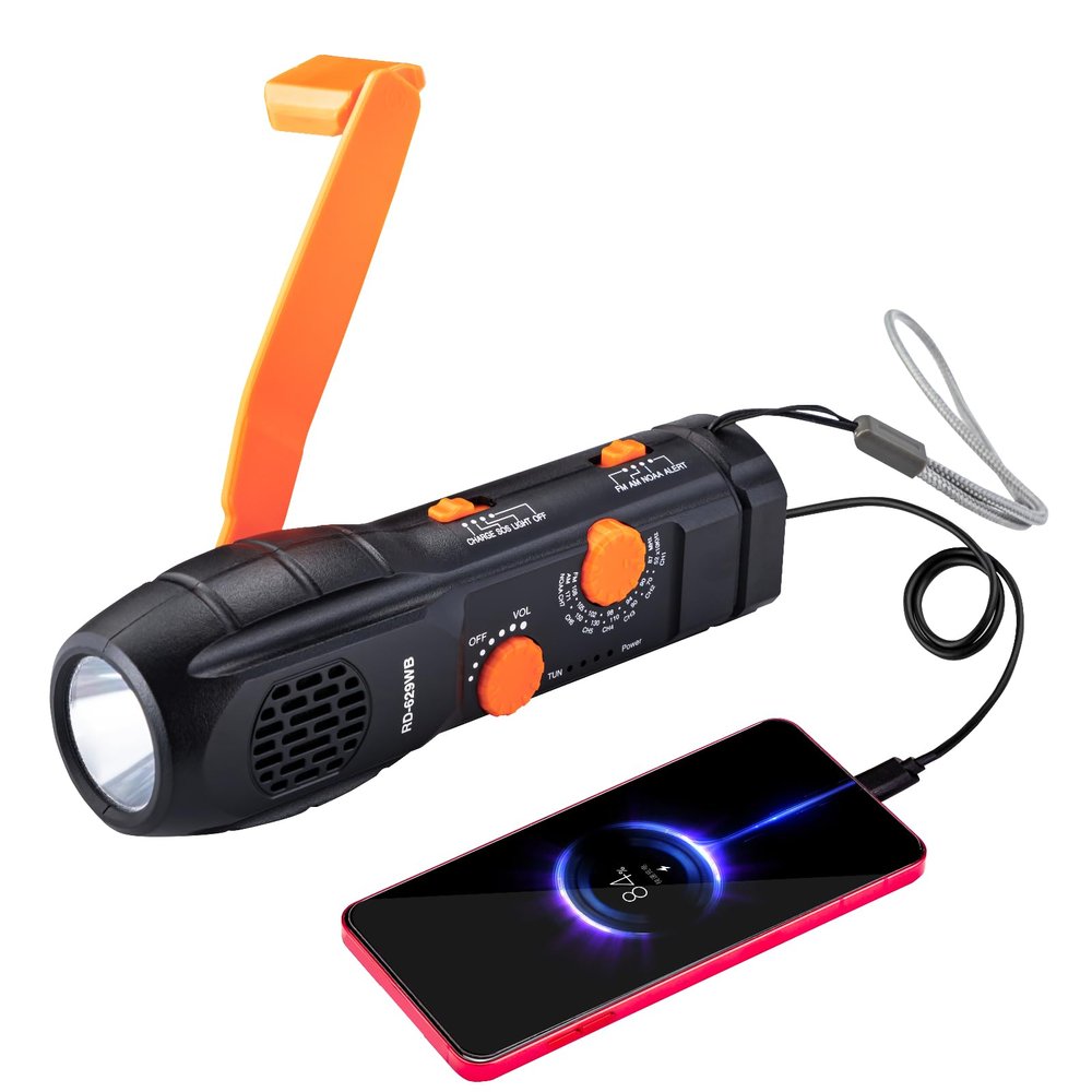 Emergency Radio Hand Crank with Flashlights, Portable AM/FM NOAA Weather Radio Alert and Survival Flashlight SOS Alarm