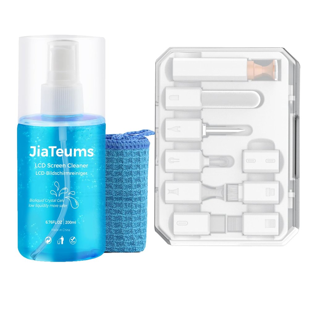 JiaTeums Cleaning Kit and Screen Cleaner Spray, Charging Port Cleaning Tool for iPhone, Repair Kit for Phone Laptop PC USB C Charging Port and Data Cable(white)