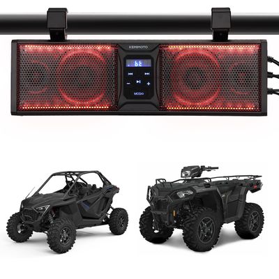 KEMIMOTO UTV Sound Bar 16 Inch ATV Speaker with RGB Lights BT V5.0 400W Max Amplified Marine-Grade IP65 Compatible with Polaris RZR, Can-Am, CFMOTO, Zforce, Teryx Fits 1.75" - 2.25" Roll Cage