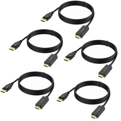 DisplayPort to HDMI Cable 3 feet 5-Pack, 4K Display Port to HDMI Cables Uni-Directional DP to HDMI Cord for Dell, Monitor, Projector, Desktop, AMD, Lenovo, HP, ThinkPad and More
