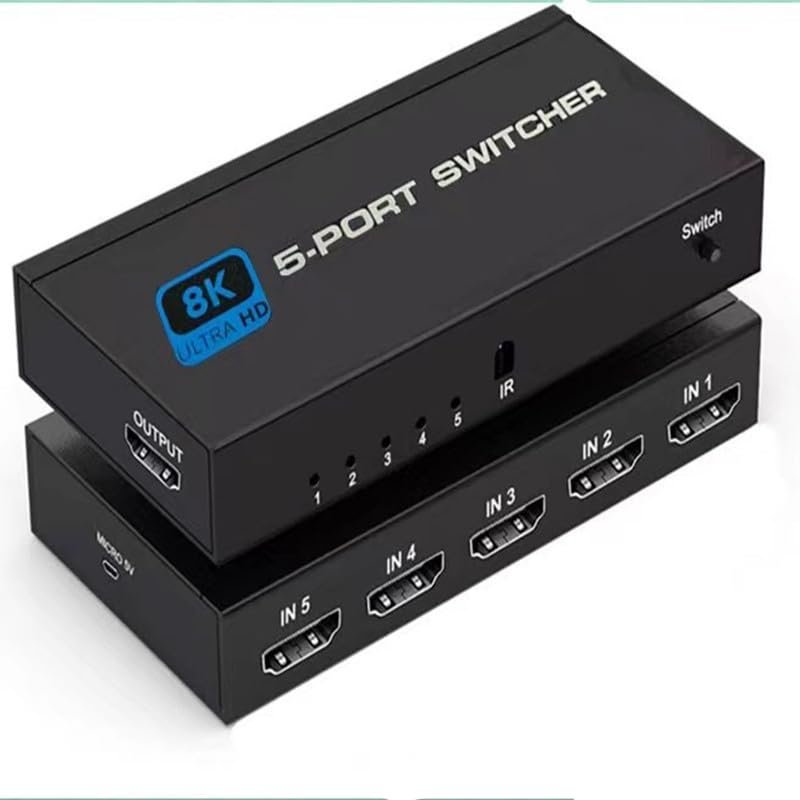 Generic YITA HDMI2.1 5X1 Switch 5 inputs 1 Output 8K@60Hz, Black