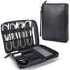 Polare Napa Leather Travel Cable Organizer Case Electronics Accessories Carry Bag with YKK Zippers Tech Storage Bag for Cables, Power Bank, USB, SD Card, Travel Essentials(Black) view 1