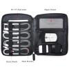 Polare Napa Leather Travel Cable Organizer Case Electronics Accessories Carry Bag with YKK Zippers Tech Storage Bag for Cables, Power Bank, USB, SD Card, Travel Essentials(Black) view 3