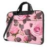 AoRom Pretty Pink Roses Printed Laptop Bag,Durable Computer Case Laptop Carrying Case,15.6 14 13 Inch Laptop Case With Handle, Black, 10930 view 1