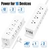 ANNQUAN 40W Fast Charging Under Desk Power Strip,12 Outlet Mountable Power Strip with 4 USB,1200J Surge Protection,6FT Flat Extension Cord view 3