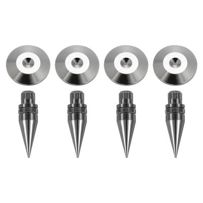 MECCANIXITY 4pcs Black Speaker Spike Kit Shockproof Adjustable Copper Speaker Spike Isolation with Speaker Spikes Pads Mat for Subwoofer CD DVD Audio Amplifier Recorder