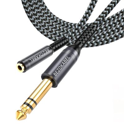 BEZOKABEL 1/4 to 3.5mm Headphone Adapter, TRS 6.35mm Male to 3.5mm Female, 1/4 to 1/8 Stereo Jack Adapter for Amplifiers, Guitar, Keyboard Piano, Mixing Console - (1ft)