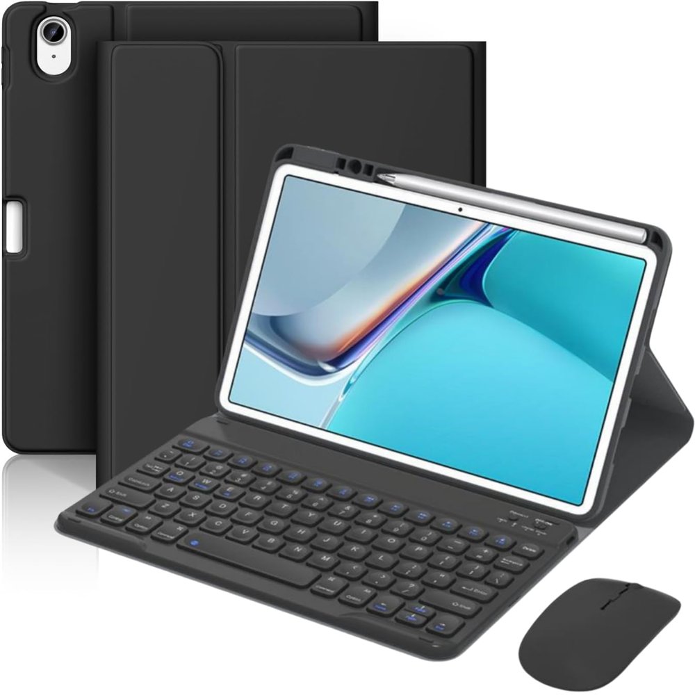 AnMengXinLing Keyboard Case for iPad 11th(A16) 2025/ iPad 10th Generation with Mouse, Cute Candy Round Keycaps Magnetic Detachable Keyboard Case with Pen Holder, Black
